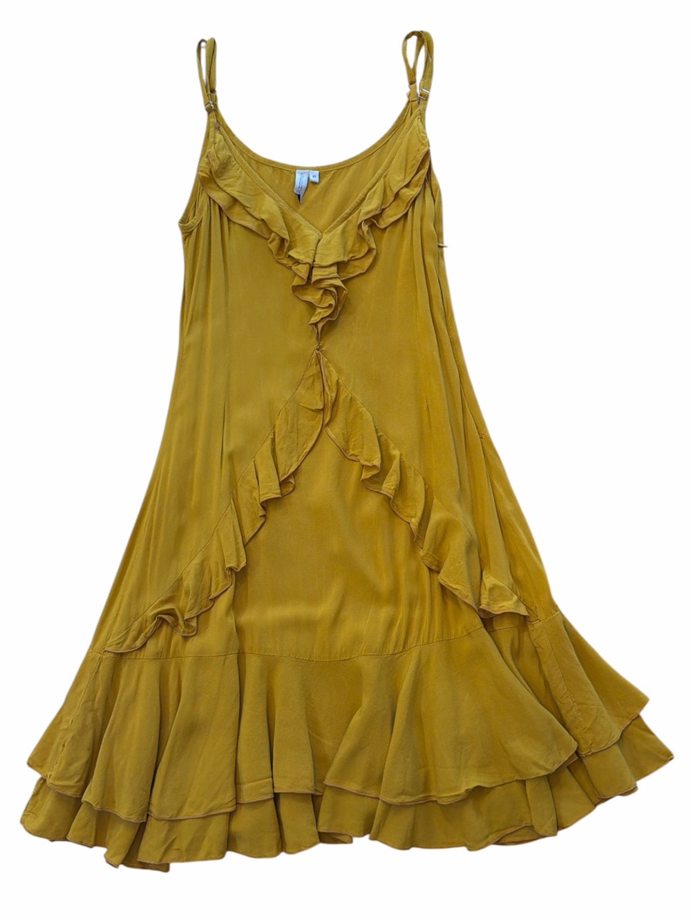 Skemo Basics Flamenco Ruffle Midi Dress - Mustard Yellow